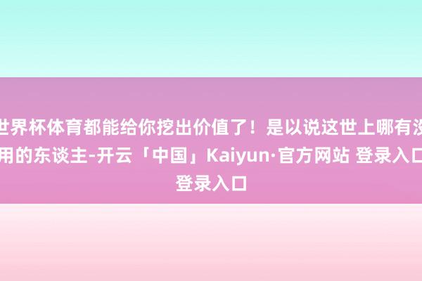 世界杯体育都能给你挖出价值了!是以说这世上哪有没用的东谈主-开云「中国」Kaiyun·官方网站 登录入口