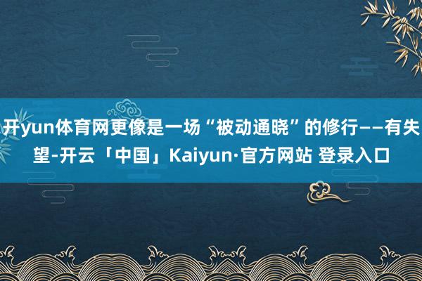 开yun体育网更像是一场“被动通晓”的修行——有失望-开云「中国」Kaiyun·官方网站 登录入口