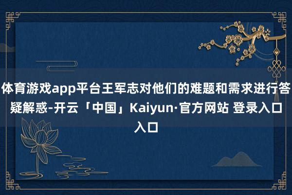 体育游戏app平台王军志对他们的难题和需求进行答疑解惑-开云「中国」Kaiyun·官方网站 登录入口