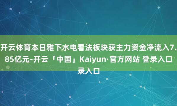 开云体育本日雅下水电看法板块获主力资金净流入7.85亿元-开云「中国」Kaiyun·官方网站 登录入口