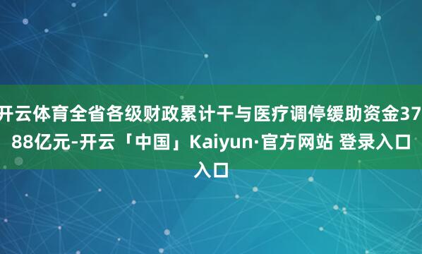 开云体育全省各级财政累计干与医疗调停缓助资金37.88亿元-开云「中国」Kaiyun·官方网站 登录入口