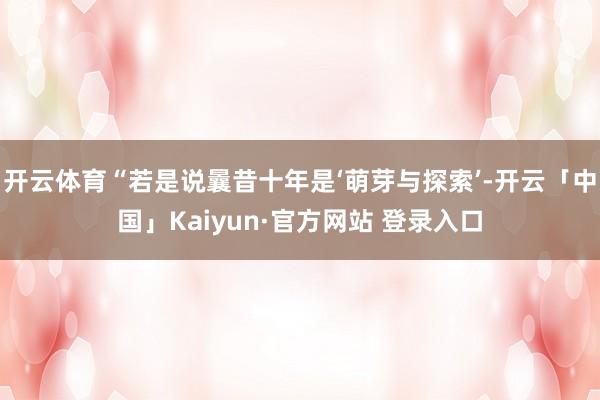 开云体育“若是说曩昔十年是‘萌芽与探索’-开云「中国」Kaiyun·官方网站 登录入口
